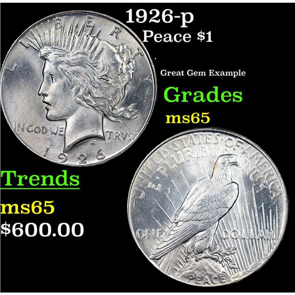 1926-p Peace Dollar $1 Grades GEM Unc