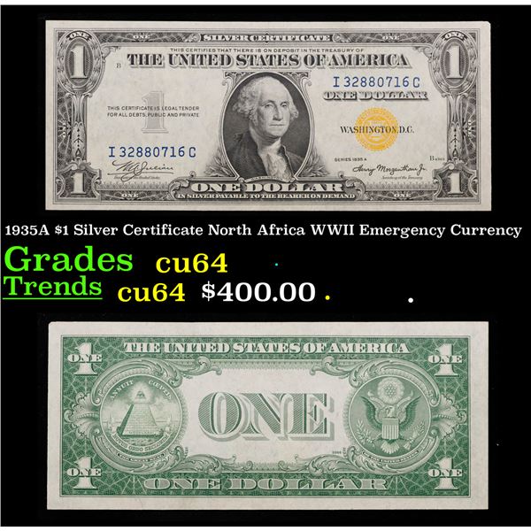 1935A $1 Silver Certificate North Africa WWII Emergency Currency Grades Choice CU