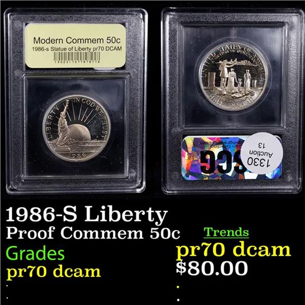 Proof 1986-S Liberty Modern Commem Half Dollar 50c Graded GEM++ Proof Deep Cameo By USCG