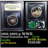 Image 1 : Proof 1991-1995-p WWII Modern Commem Half Dollar 50c Graded GEM++ Proof Deep Cameo By USCG
