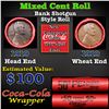 Image 1 : Mixed small cents 1c orig shotgun roll, 1919-p Lincoln Cent, 1919-p Wheat Cent other end, Coca Cola 