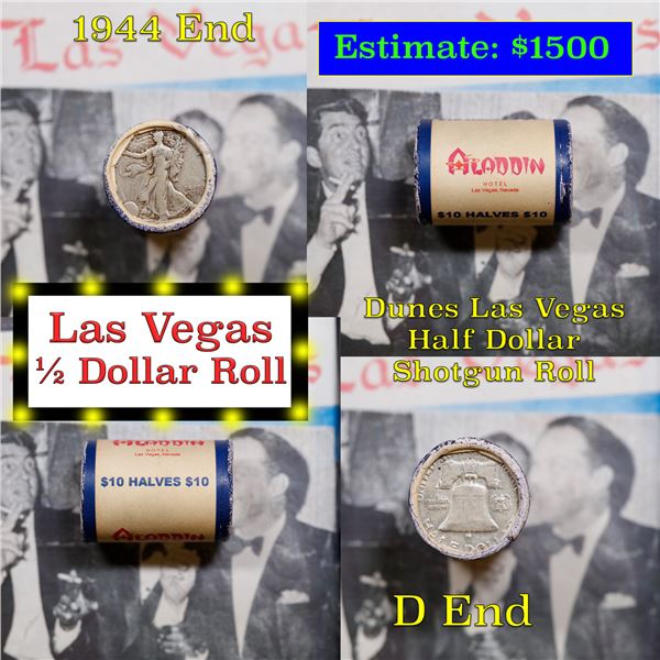 ***Auction Highlight*** Old Casino 50c Roll $10 Halves Las Vegas Casino Aladdin 1944 Walker & D Ends