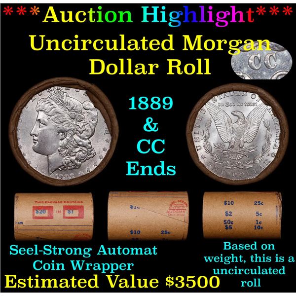 ***Auction Highlight*** 1889 & CC Uncirculated Morgan Dollar Shotgun Roll (fc)