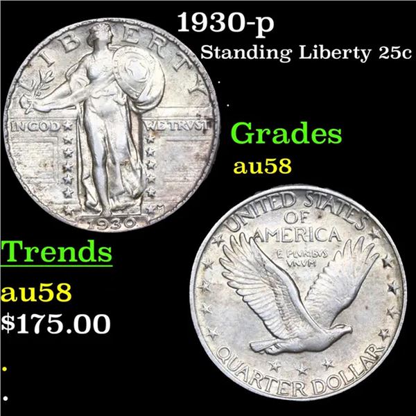 1930-p Standing Liberty Quarter 25c Grades Choice AU/BU Slider