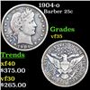 Image 1 : 1904-p Barber Quarter 25c Grades vf++