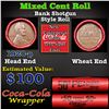 Image 1 : Mixed small cents 1c orig shotgun roll, 1920-p Lincoln Cent, Wheat Cent other end, Coca Cola Wrapper