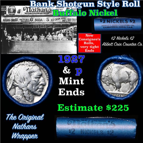 Buffalo Nickel Shotgun Roll in Old Bank Style 'Nathans' Wrapper 19273 & p Mint Ends