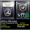 Image 1 : Proof 1992-s Olympic Modern Commem Half Dollar 50c Graded GEM++ Proof Deep Cameo By USCG