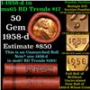 Image 1 : BU Shotgun Lincoln 1c roll, 1958-p 50 pcs Original Brandt Wrapper