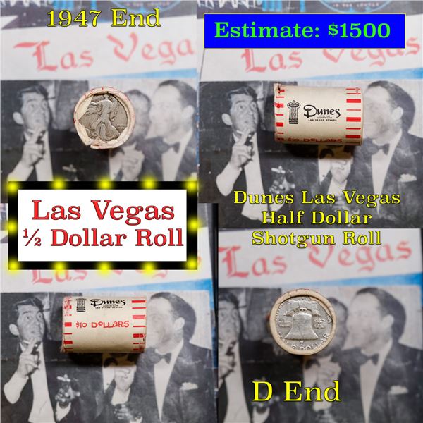 ***Auction Highlight*** Old Casino 50c Roll $10 Halves Las Vegas Casino Dunes 1947 walker & D frankl