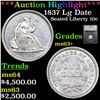 Image 1 : ***Auction Highlight*** 1837 Lg Date Seated Liberty Dime 10c Graded ms63+ By SEGS (fc)