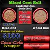 Image 1 : Mixed small cents 1c orig shotgun roll, 1935-p Lincoln Cent, Wheat Cent other end, Coca Cola Wrapper