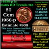 Image 1 : BU Shotgun Lincoln 1c roll, 1958-d 50 pcs Steel-Strong Wrapper 50c