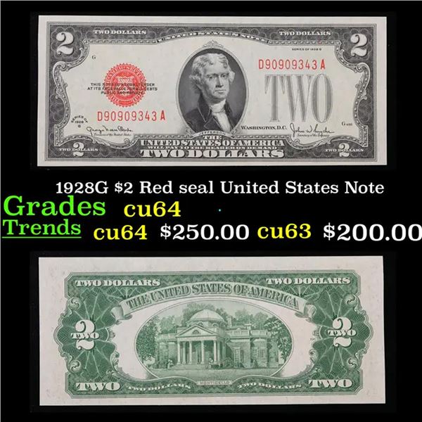 1928G $2 Red seal United States Note Grades Choice CU