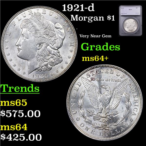 1921-d Morgan Dollar $1 Graded ms64+ By SEGS