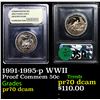 Image 1 : Proof 1991-1995-p WWII Modern Commem Half Dollar 50c Graded GEM++ Proof Deep Cameo By USCG