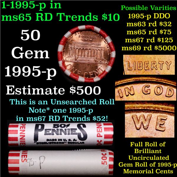 BU Shotgun Lincoln 1c roll, 1995-p 50 pcs Steel-Strong Wrapper 50c