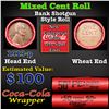 Image 1 : Mixed small cents 1c orig shotgun roll, 1919-p Lincoln Cent, wheat other end, Coca Cola Wrapper