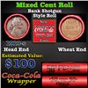 Image 1 : Mixed small cents 1c orig shotgun roll, 1919-p Lincoln Cent, Wheat Cent other end, Coca Cola Wrapper