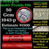 Image 1 : Rare BU Shotgun Lincoln 1c roll, 1943-p 50 pcs Steel-Strong Wrapper 50c