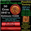 Image 1 : BU Shotgun Lincoln 1c roll, 1947-s 50 pcs Steel-Strong Wrapper 50c