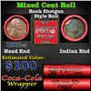 Image 1 : Mixed small cents 1c orig shotgun roll, 1918-p Lincoln Cent, Indian other end, Coca Cola Wrapper