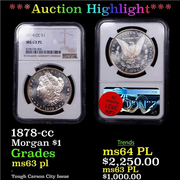 ***Auction Highlight*** NGC 1878-cc Morgan Dollar $1 Graded ms63 pl By NGC (fc)