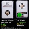 Image 1 : NGC 1945-d Mercury Dime Near TOP POP! 10c Graded ms67* By NGC
