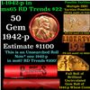 Image 1 : Rare BU Shotgun Lincoln 1c roll, 1942-p 50 pcs Steel-Strong Wrapper 50c
