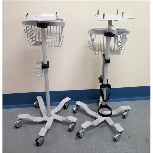 Qty 2 Rolling Equipment Stands w/ Basket 40"H