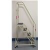 Image 1 : Gillis 4-Step Rolling Ladder w/ Handrails 16"x24"x41"H (stairs) 73"H (top)