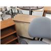 Image 8 : Qty 3 Rolling Office Armchairs, 2 Shelves, Table, Palm Design Box, etc