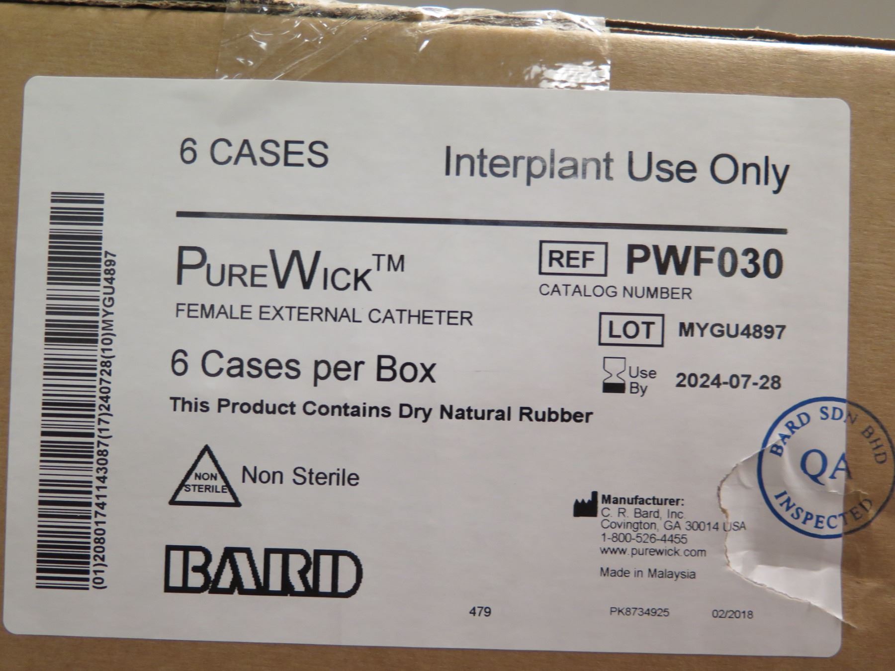 Multiple Boxes Bard PureWick Female External Catheters, BD Chloraprep ...