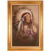 Image 1 : Chief Strong Wind Original Oil Painting by Hanson  [120810]