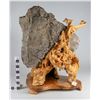 Image 1 : Boxwood Root Sculpture: Dragon w/Large Stone  [149193]