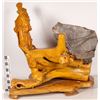 Image 2 : Boxwood Root & Stone Sculpture: Chinese Sage w/Staff  [149053]