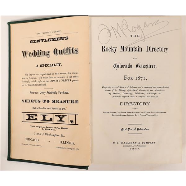 Wallihan Colorado Mines Directory, 1871  [169400]