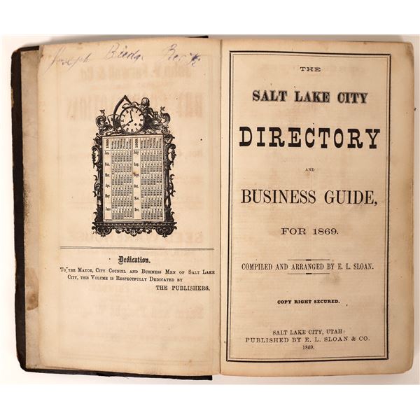 Salt Lake City Directory, Original 1869  [169397]