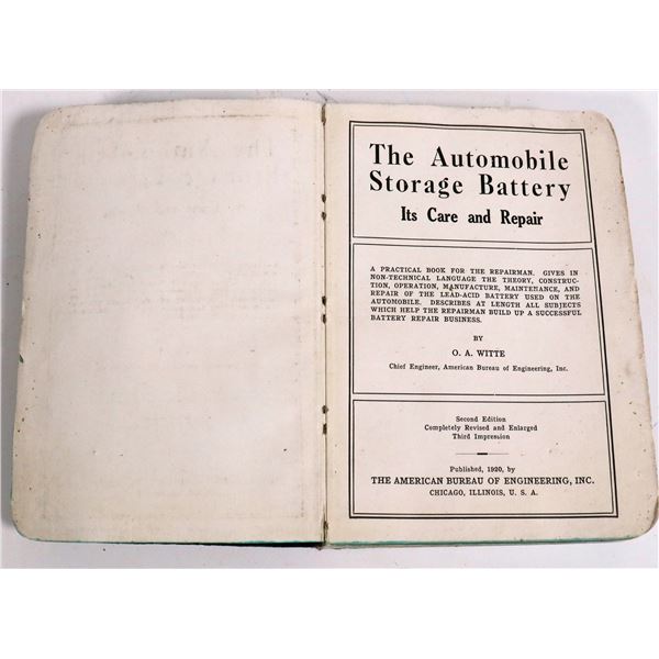 Automobile Storage Battery  Care and Repair Book   [169844]