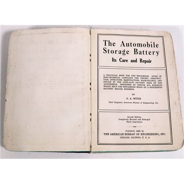 Automobile Storage Battery  Care and Repair Book   [169844]