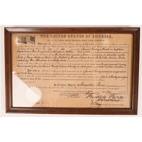 Franklin Pierce Autograph  on Land Grant  [158214]