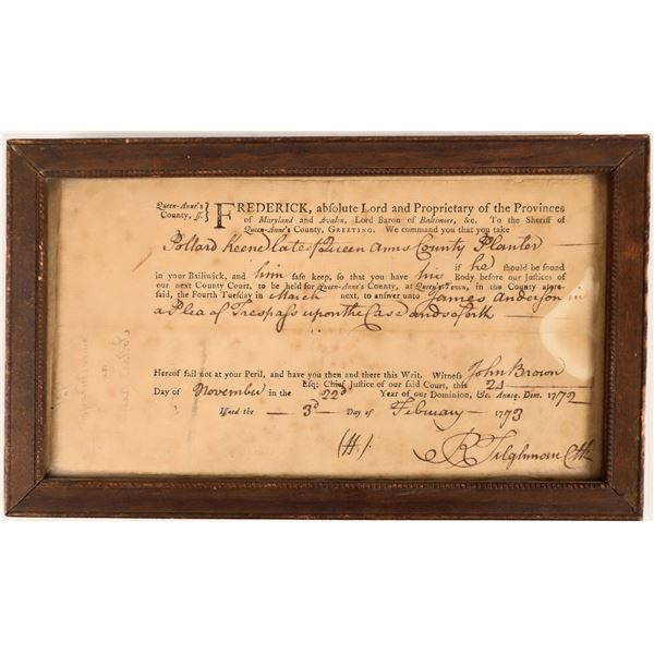 Richard Tilghman Signed Document  [158206]