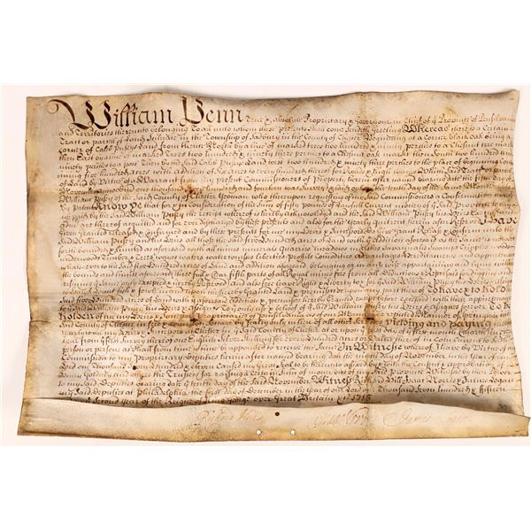 William Penn Land Grant, signed by James Logan, Issac Norris & Richard Hill  [159933]