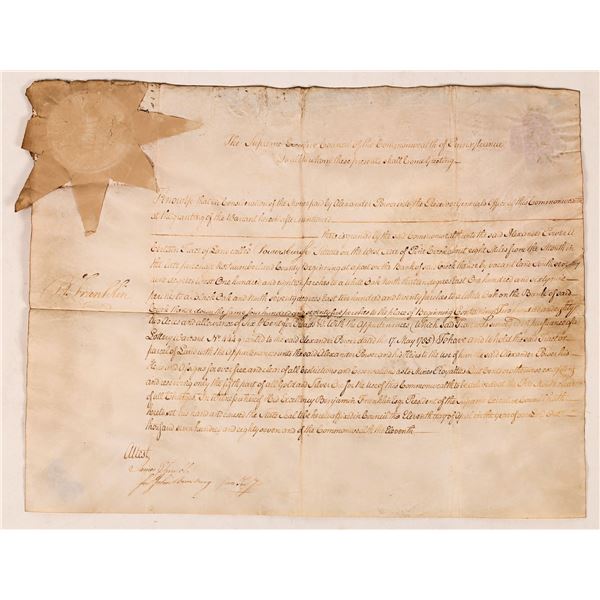 Benjamin Franklin Autograph On Land Deed for  Powersburg   [159934]