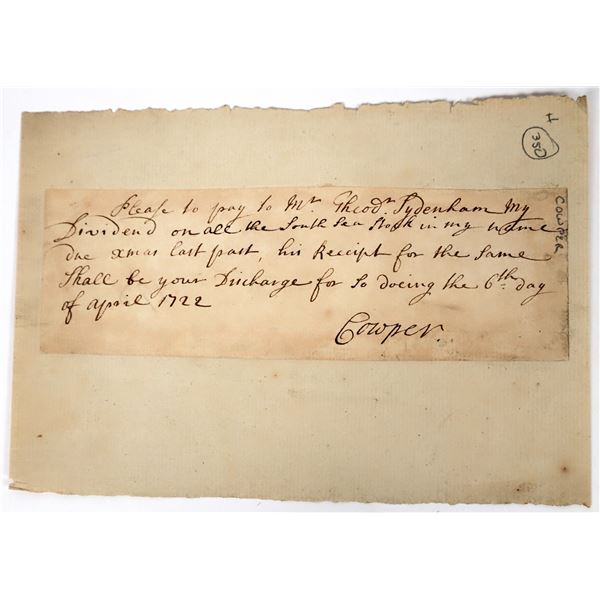 William Cowper Autograph  [157887]