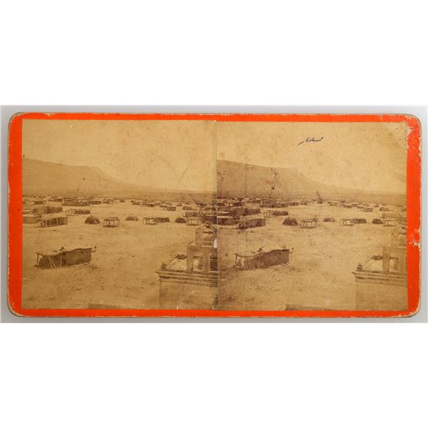 Stereoview of a Papago Village near San Xavier, AZ. by Dudley Flanders c. 1873-1874  [168260]