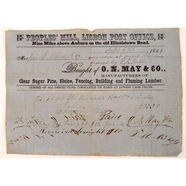 Lisbon Point Mining Supply Receipt 1859  [170321]