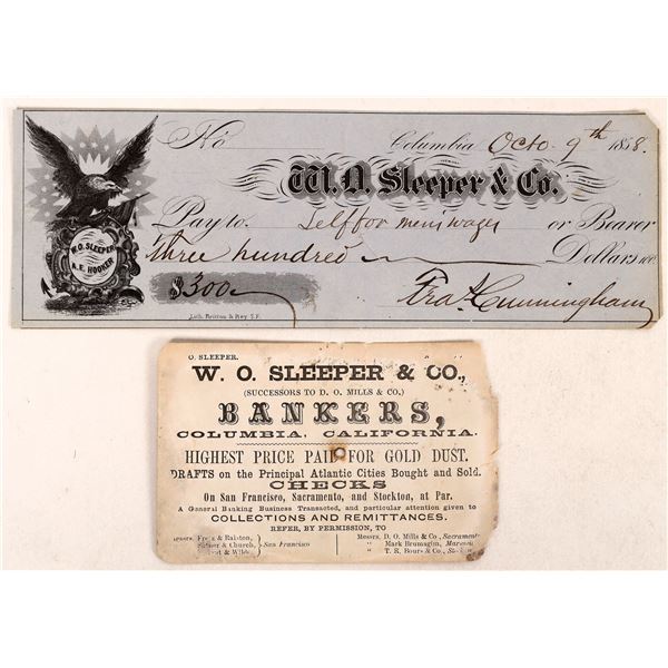 W.O. Sleeper - Gold Dust Receipt & Check  [169257]