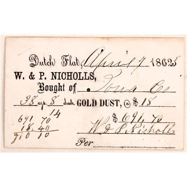 W. & P. Nicholls - Gold Dust Receipt  [169267]