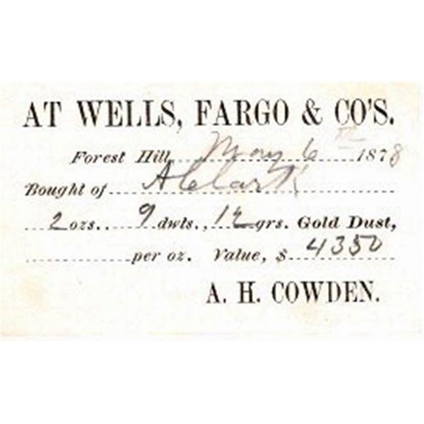 Wells Fargo & Co's. - Gold Dust Receipt, A. Clark  [163545]